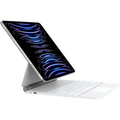 iPadspullekes - Apple iPad 2022 10.9 Inch 10de Generatie Toetsenbord Hoes - Bluetooth Magnetisch Keyboard Case - met Touchpad Muis en Verlichting - QWERTY - Wit