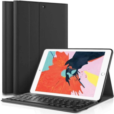 Just in Case Premium Bluetooth Keyboard QWERTY kunstleer hoes voor iPad 9.7 (2017 2018) - zwart