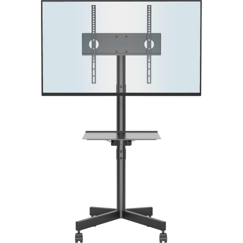 Mobiele TV Standaard op Wielen voor 23-55 Inch Plasma LCD LED TV's, Draagbare TV Standaard met Laptopplank, in Hoogte Verstelbare Wielen Rollende TV Karretje tot 25KG, MAX. VESA 400x400 mm