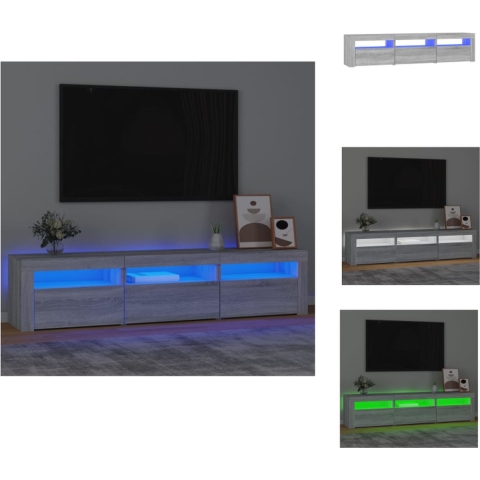 vidaXL Tv-meubel - LED-verlichting - Grijs sonoma eiken - 180 x 35 x 40 cm - Kast