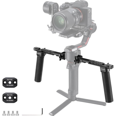 Neewer® - Double Handle Compatibel met DJI Ronin S SC RS 2 RSC 2 RS 3 RS 3 Pro Gimbal - Monteerbare Dubbele Handgreep Kit met 2 Mini NATO-rails, Snelle Release NATO-klemmen, 1/4" & 3/8" Schroeven - Model GA006