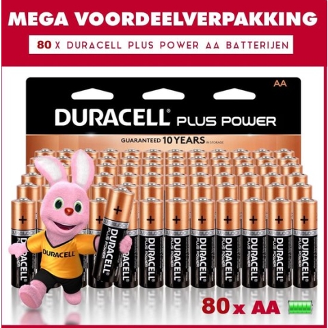 80 x Duracell AA Plus Power - Voordeelverpakking - 80 x AA batterijen
