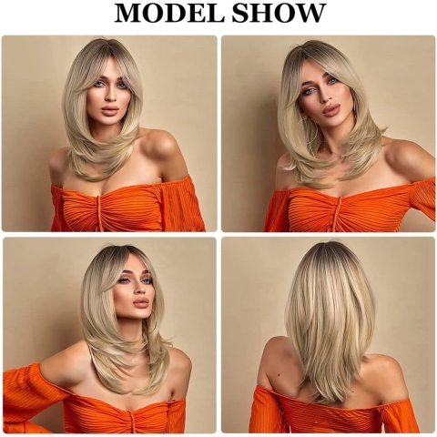 Vrouwen Natuurlijke Kijken Synthetische Pruiken - Women's Wigs- ‎ 23,29 x 17,4 x 5,11 cm; 308 gram