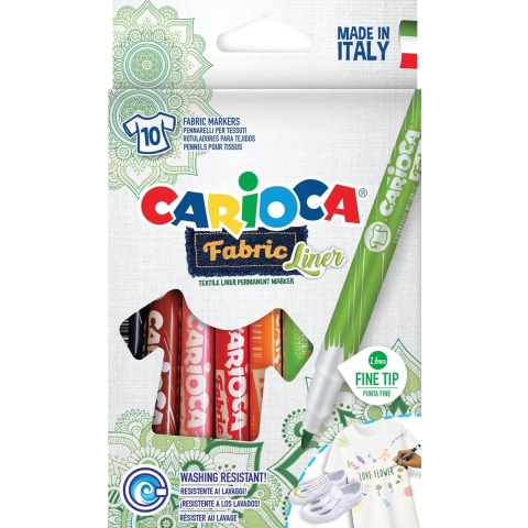 Carcioca textielstift Fabricliner, doos van 10 stuks in geassorteerde kleuren 24 stuks