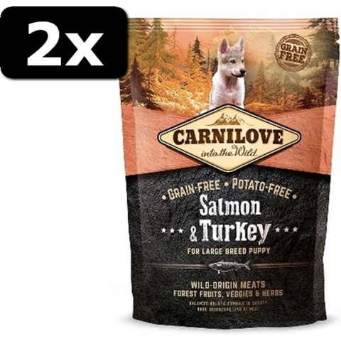 2x CARNILOVE SALM/TURKEY PUP L/B 12KG