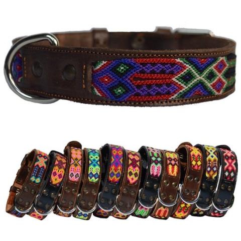 Bohemi Ibiza honden halsband, maat Large, 43 - 52cm, Bruin leer