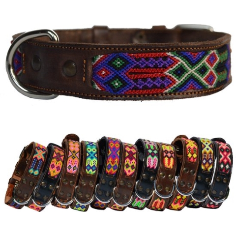 Bohemi Ibiza honden halsband, maat Large, 43 - 52cm, Bruin leer