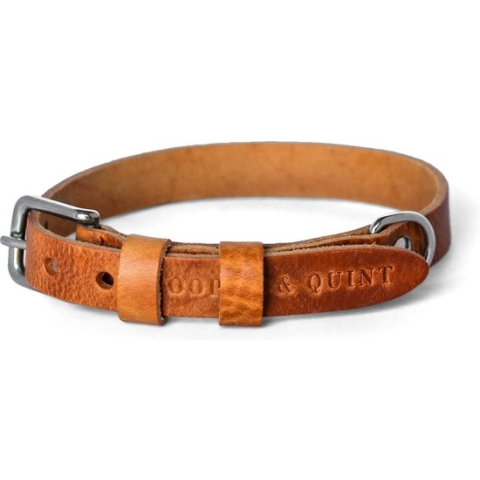 Cooper & Quint Double Trouble - Halsband Hond Leer - Camel Medium