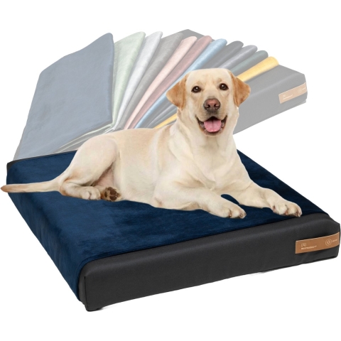 Rexproduct Orthopedisch Hondenkussen - Hondenmand - Hondenbed met rits en wasbaar - Hondenkussens 50 X 60 CM - Manden & kussens 0 tot 80 kg – Orthopedisch Ori Marineblauw