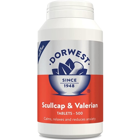 Dorwest scullcap en valerian tabletten 500 stuks kalmerend en rustgevend tegen angst bij kat en hond
