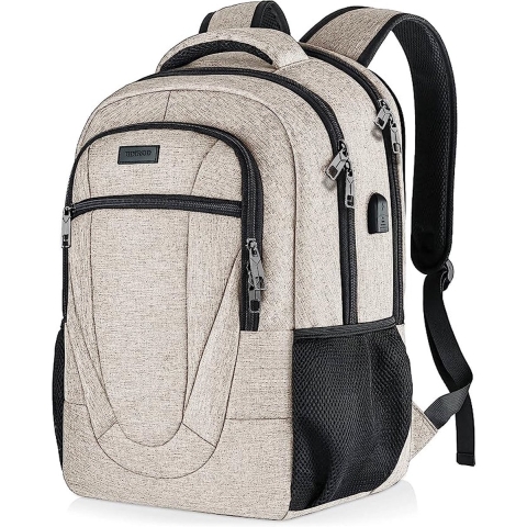Rugzak voor Mannen en Vrouwen, Schoolrugzak voor Jongens en Tieners, 15,6 inch Laptop Rugzak met USB-oplaadaansluiting voor Werk en School met Laptopvak en Anti-diefstaltas