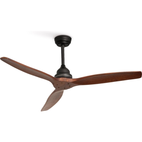 CREATE WINDWOOD - Ultrastille Plafondventilator Met Afstandsbediening - 3 Snelheden - Timer - 132 cm - Zwart & Donker hout