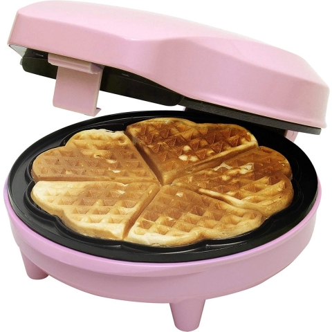 Bestron ASW217 wafelmaker, wafelijzer voor hartvormige wafels, antiaanbaklaag, 700W, 1-pak, roze
