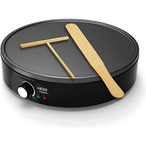 Crêpemaker - 1000 W Vermogen - Anti-aanbaklaag - Temperatuur Instelbaar - Diameter 30 CM - Accessoires: T-stang En Spatel