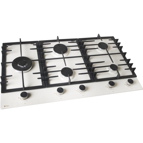 Wiggo WH-G934RR(C)- Inbouw gaskookplaat met Wok - 90cm - Creme