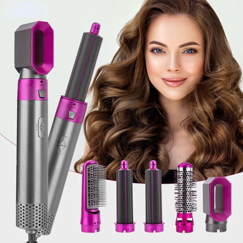 Fameilleur 5 in 1 multifunctionele haarstyler- 2024 model- grijs- Fohn- fohnborstel- krultang haarstyler- fohnborstel styler- haarborstel- haar borstel-stijltang- stijl tang- Multistyler - Föhnborstel - Krultang - krul tang- haar droger- Borstel