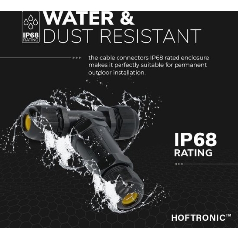 10x HOFTRONIC Kabelverbinder - T-vorm - IP68 - Waterdicht - Voor waterdichte kabelverbinding - aderdikte 0.5 - 2.5 mm² - Kabeldikte 8 - 12 mm