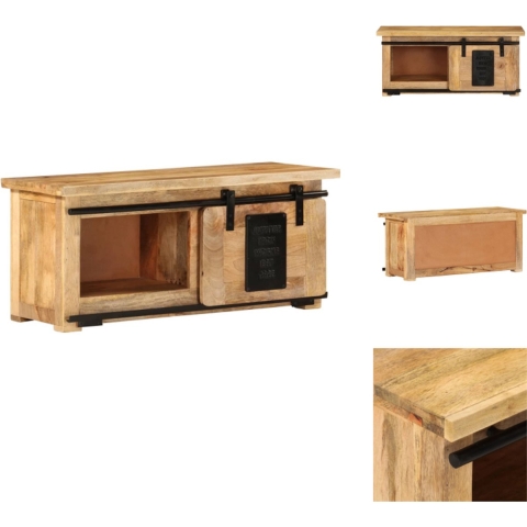 vidaXL TV Meubel Rustiek Mangohout - 90 x 35 x 40 cm - Schuifrail - Kast