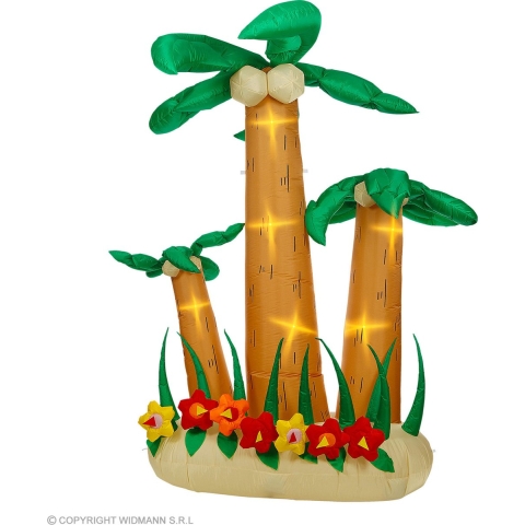 Widmann - Hawaii & Carribean & Tropisch Kostuum - Drie Opblaasbare Tropische Palmbomen 240 Centimeter - Groen, Bruin - Carnavalskleding - Verkleedkleding