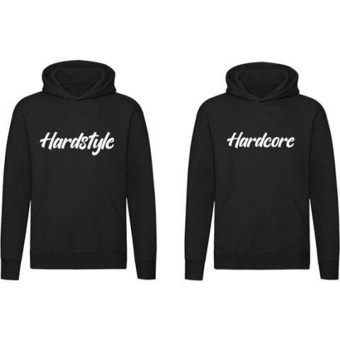 Hardcore & Hardstyle 2 Hoodies | Twee truien | Vriendinnen | Maten | Festival | Vriend | Vriendin | Trui | Hoodie