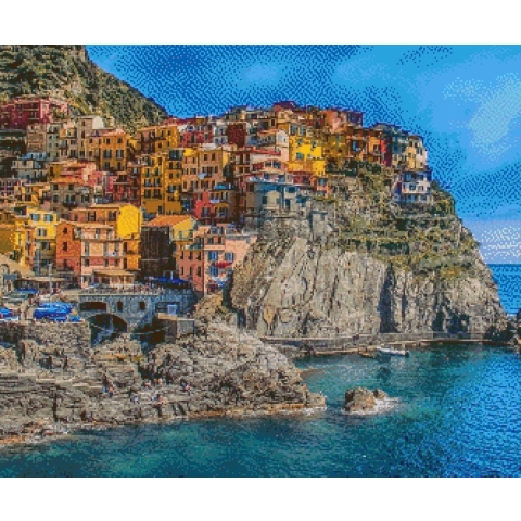 MyHobby Borduurpakket – Cinque Terre Italië 60×50 cm - Aida stof 5,5 kruisjes/cm (14 count)