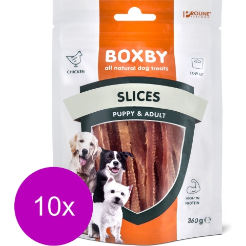Boxby Slices - Hondensnacks - 10 x Kip 360 g Valuepack