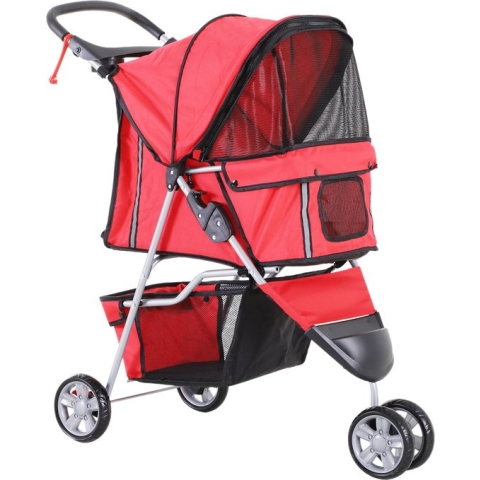 PawHut Hondenwagen hondenbuggy honden pet stroller buggy 4 kleuren 3/4 wielen D00-041