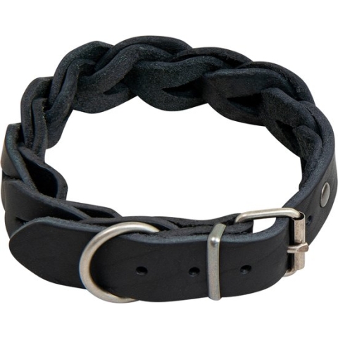 Animal Boulevard Hondenhalsband country leer gevlochten 25 mm x 47-53 cmZwart