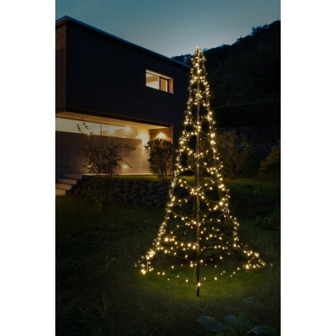 Distri-Cover SMART vlaggenmast kerstboom - 3 meter – 480 Dual LED verlichting: warm wit & multicolour - app-bediening: 10 licht-functies, timer, dimmer