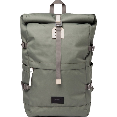 Sandqvist Rugzak Bernt Clover Green Groene Rolltop Rugtas - Duurzaam