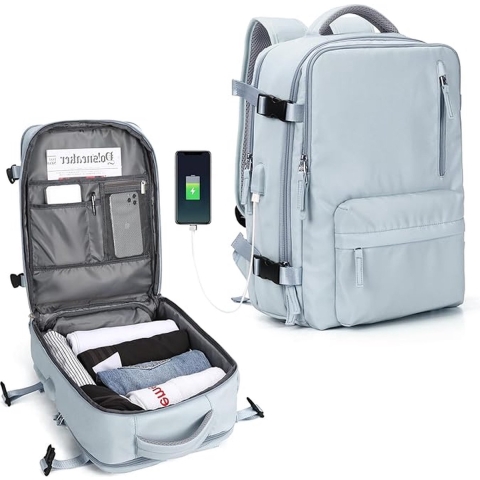 Handbagage Reistas voor Vrouwen en Mannen - Laptoptas - Flightbag en Rugzak met Cabin Size Laptopvak, USB-Oplaadpoort en Schoenencompartiment