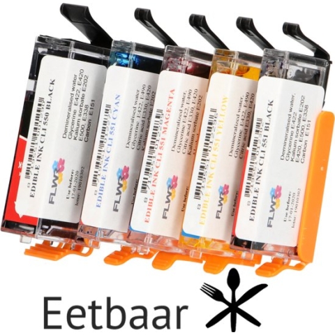 FLWR - Inktcartridge / Eetbare PGI-550/CLI-551 / 5-pack - Geschikt voor Canon