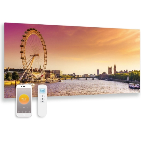 Quality Heating - QH-GD Serie - Bedrukt glazen infrarood paneel – Infrarood verwarming - Infrarood verwarmingspaneel - Met thermostaat - Wand – Wifi – Afstandsbediening - 119x59 - 700Watt