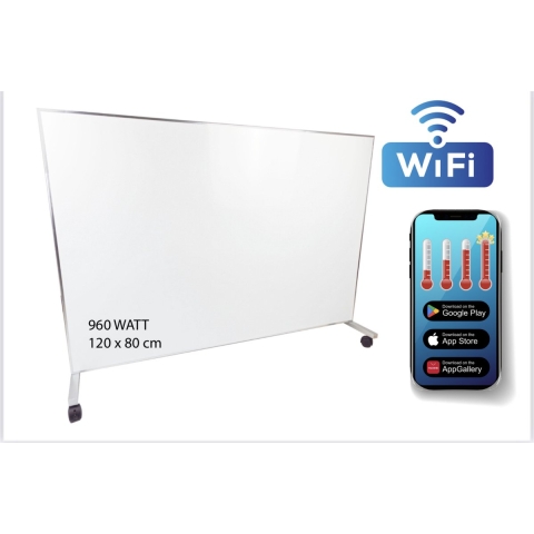 Infraroodpaneel 960 watt | infrarood paneel | verwarmingspaneel | 960 watt met thermostaat en wifi | wielen set | verplaatsbaar