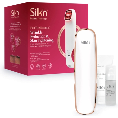 Silk'n gezichtsverzorging apparaat - FaceTite Essential - Draadloze - Rimpelvermindering & huidverstrakking - Promopack met Silk’n Hyaluronic Serum - Wit