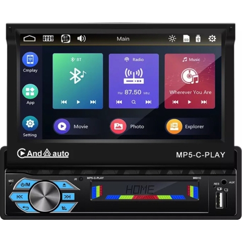 Denago - 1Din Autoradio | Carplay & Android Auto | klapscherm