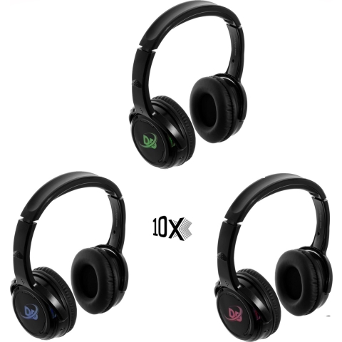 Dolly Digital© Silent Disco set | 10 premium headsets met oplaadbare zender!