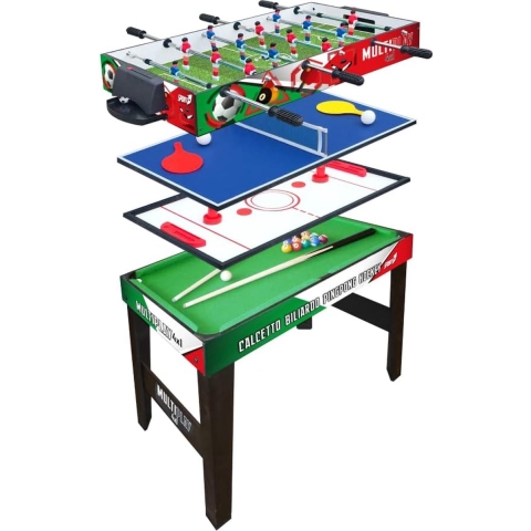 (tafelvoetbal, pong, karambola, hockey), tafel 4-in-1 mini 3vs3 tafeltennis, jongeren, uniseks, hout, eenheidsmaat