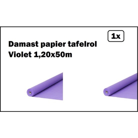 Damast papier tafelrol violet 1,20x50m - Tafel dekken rol gala huwelijk thema feest festival restaurant food