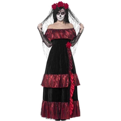 Day of the Dead Mexicaanse bruidsjurk - Verkleedkleding dames - Maat M - 40-42