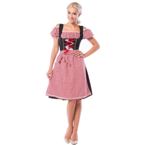 Partyxclusive Dirndl Anne-ruth Lang Dames Polyester Rood/zwart Mt 5xl