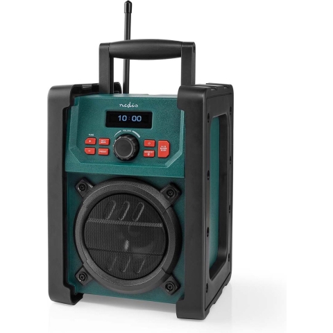 DAB+ Radio - Bouwradio - DAB+ / FM - 2.2 " - Zwart-Wit Scherm - Batterij Gevoed / Netvoeding - Digitaal - 15 W - Bluetooth - Wekker - Slaaptimer - IP65 - Handgreep - Groen / Zwart