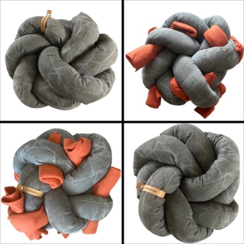 Snuffelkussen voor honden in de kleuren grijs en roestbruin. Maat 2. Hersenwerk voor honden. MadeByShuko. Knoopkussen - Speelkussen - Voerpuzzel - Hondenpuzzel - Slowfeeder - Intelligentiespeelgoed voor honden - brainwork for dogs