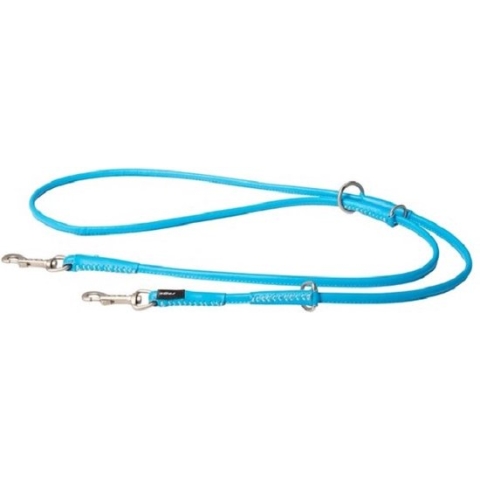 ROGZ Round Leather Multi Lead Verstelbare Hondenlijn / Hondenriem - Echt leder - Turquoise - S - Lengte 200 cm