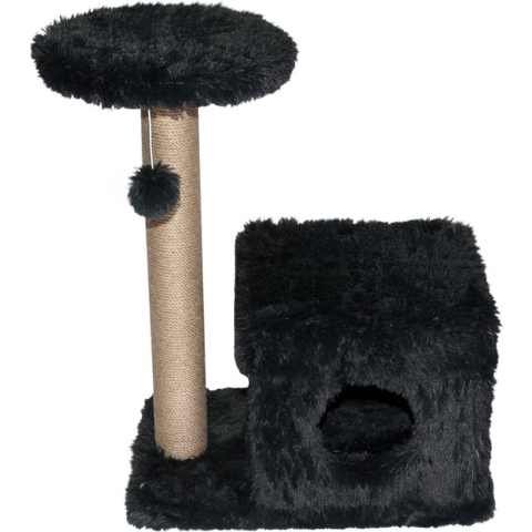 Topmast Krabpaal Fluffy Nevada - Antraciet - 72 x 39 x 80 cm - Made in EU - Krabpaal voor Katten - Met Kattenhuis - Sterk Sisal Touw