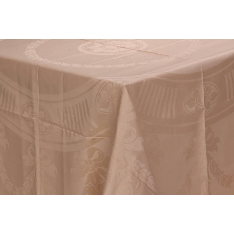 Damast tafelkleed, 'Nero Ecru/Beige 400x200cm', De Witte Lietaer, 100% Katoen