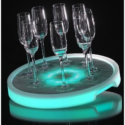 ImagiLights TRON ROUND LED verlicht dienblad voor sfeerverlichting, binnen en buiten gebruik, draadloos oplaadbaar verlichtingsdecor