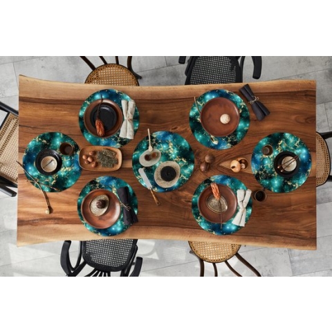 Ronde placemats - Onderlegger - Placemats rond - Ruimte - Goud - Marmer print - Patronen - 8 stuks