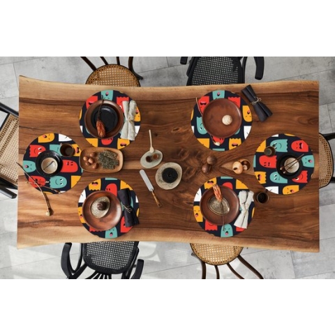 Ronde placemats - Onderlegger - Placemats rond - Patroon - Pacman - Games - Spook - Jongens - Kinderen - Kids - 6 stuks