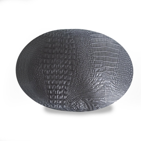 Placemats Leer Croco Zwart Ovaal Set 2 stuks | Coaster Queen